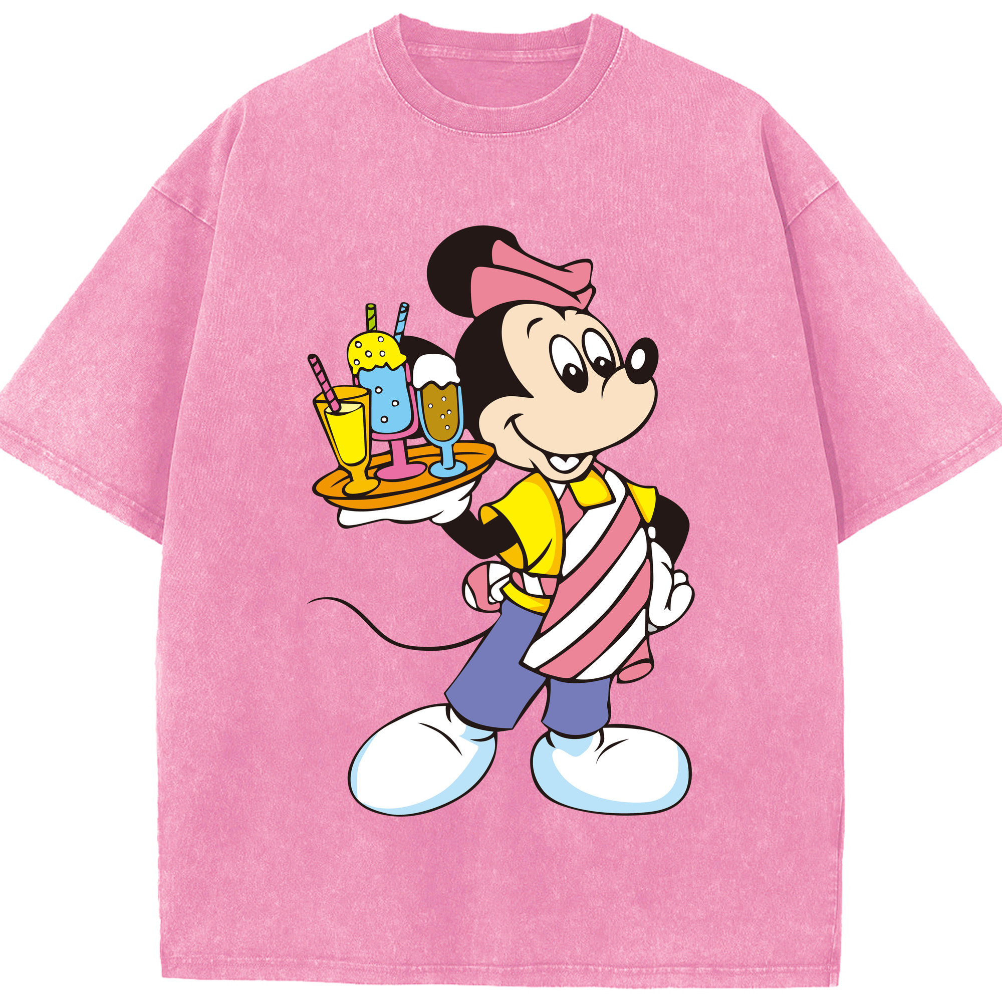 （画像用） ミッキーマウス Mickey Mouse 綿100% ヴィンテージ風 半袖Tシャツ（フロントプリント）